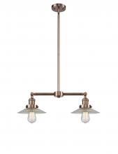 Innovations Lighting 209-AC-G2 - Halophane - 2 Light - 21 inch - Antique Copper - Stem Hung - Island Light