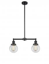 Innovations Lighting 209-BK-G202-6 - Beacon - 2 Light - 23 inch - Matte Black - Stem Hung - Island Light