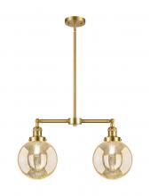 Innovations Lighting 209-SG-G208-8 - Beacon - 2 Light - 25 inch - Satin Gold - Stem Hung - Island Light