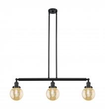 Innovations Lighting 213-BK-G208-6 - Beacon - 3 Light - 39 inch - Matte Black - Stem Hung - Island Light