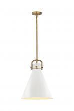 Innovations Lighting 410-1SL-BB-M411-14W - Newton Cone - 1 Light - 14 inch - Brushed Brass - Pendant