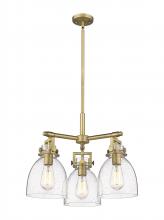 Innovations Lighting 411-3CR-BB-G412-7SDY - Newton Bell - 3 Light - 21 inch - Brushed Brass - Pendant