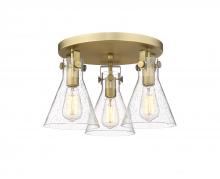 Innovations Lighting 411-3F-BB-G411-7SDY - Newton Cone - 3 Light - 18 inch - Brushed Brass - Flush Mount