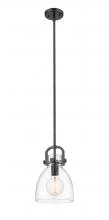 Innovations Lighting 412-1S-BK-8CL-LED - Newton Bell - 1 Light - 8 inch - Matte Black - Cord hung - Mini Pendant