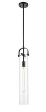 Innovations Lighting 413-1S-BK-4CL - Pilaster - 1 Light - 4 inch Glass - Matte Black - Cord hung - Mini Pendant