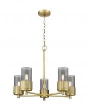 Innovations Lighting 428-5CR-BB-G428-7SM - Bolivar - 5 Light - 25 inch - Brushed Brass - Chain Hung - Chandelier