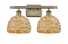 Innovations Lighting 516-2W-AB-RBD-8-NAT - Woven Rattan - 2 Light - 18 inch - Antique Brass - Bath Vanity Light