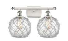 Innovations Lighting 516-2W-WPC-G122-8RW - Farmhouse Rope - 2 Light - 18 inch - White Polished Chrome - Bath Vanity Light