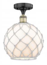 Innovations Lighting 616-1F-BAB-G121-10RW - Farmhouse Rope - 1 Light - 10 inch - Black Antique Brass - Semi-Flush Mount