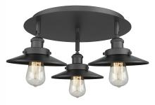 Innovations Lighting 916-3C-BK-M6-BK - Edison - 3 Light - 20 inch - Matte Black - Flush Mount