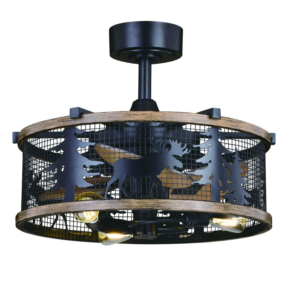 Kodiak 21-in. Ceiling Fan Black and Burnished Teak