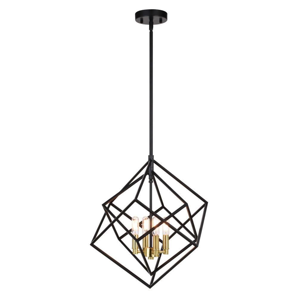 Rad 17.5-in. 4 Light Pendant Black and Natural Brass