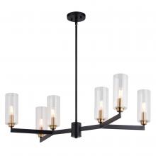 Vaxcel International H0300 - Claremont 31.25-in. W 6 Light Chandelier Matte Black with Autumn Brass