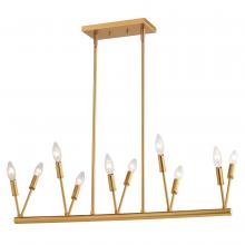 Vaxcel International H0306 - Warwick 32.25-in. W 10 Light Linear Chandelier Natural Brass