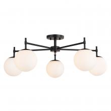 Vaxcel International C0297 - Armitage 32-in 5 Light Semi-Flush Mount Matte Black