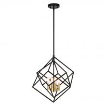 Vaxcel International P0372 - Rad 17.5-in. 4 Light Pendant Black and Natural Brass