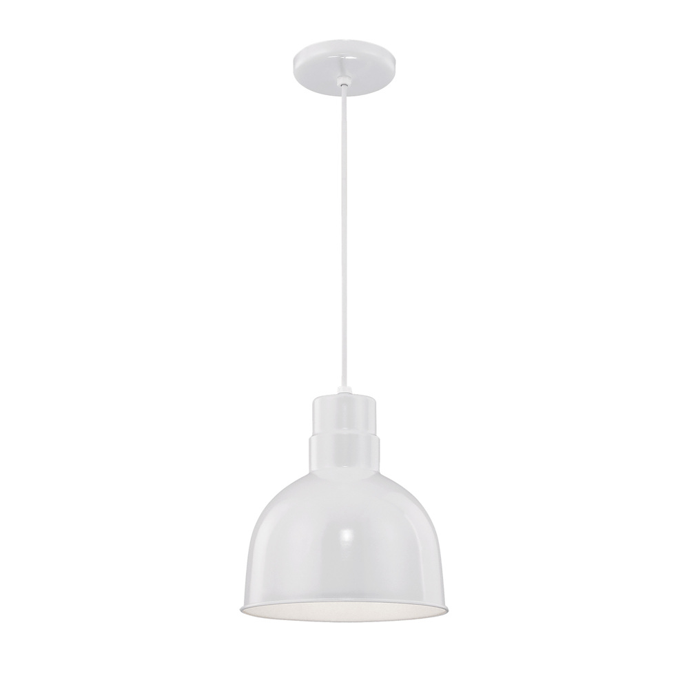 R Series 1-Light Cord Hung Deep Bowl Shade White