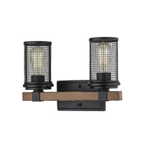 Millennium 3532-MB/WG - Mesa 2-Light Vanity Matte Black/Wood Grain