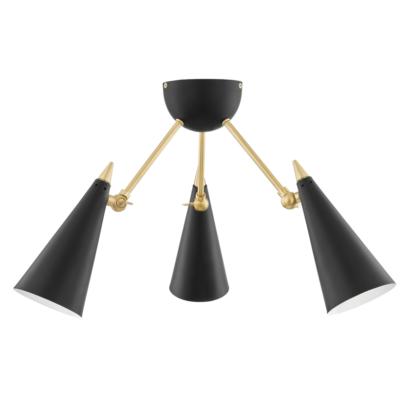 Moxie 3lt Semi-Flush- Aged Brass/Black