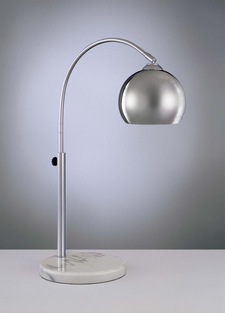 One Light Chrome With White Marble Base Table Lamp