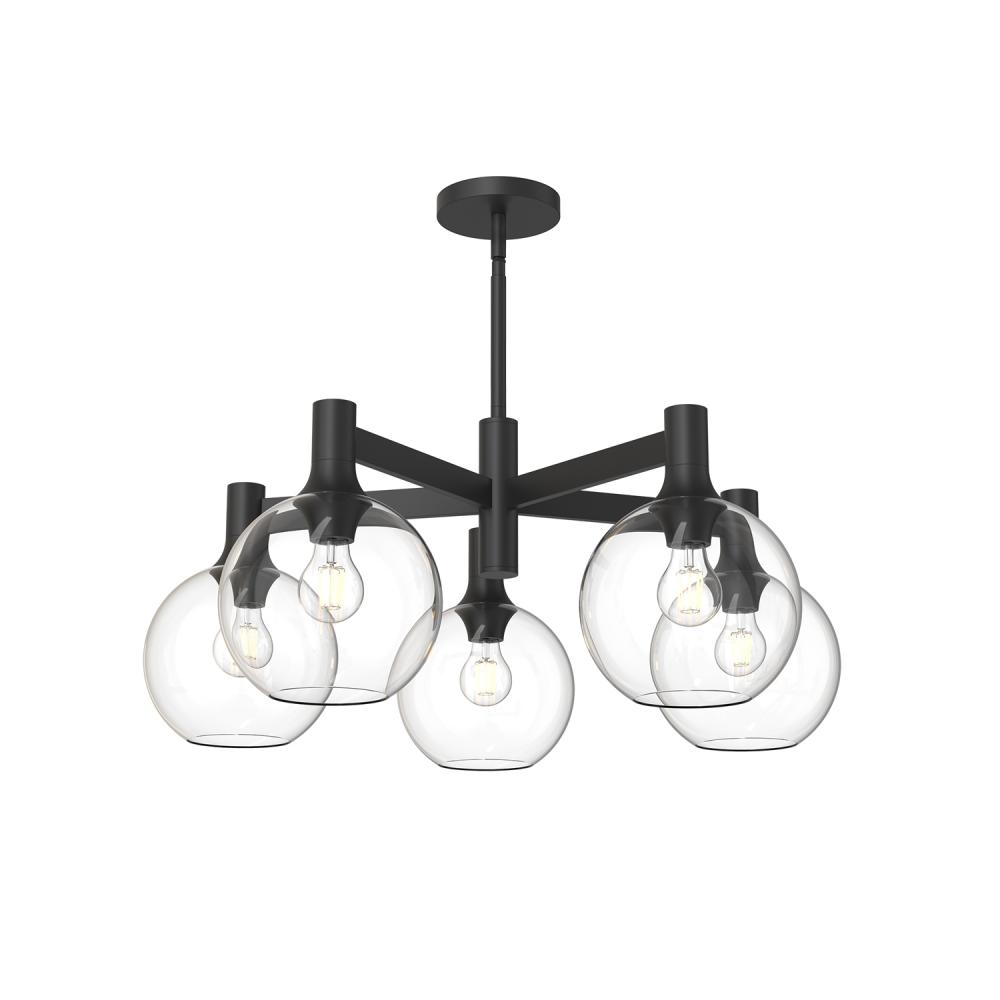 Castilla 29-in Clear Glass/Matte Black 5 Lights Chandeliers