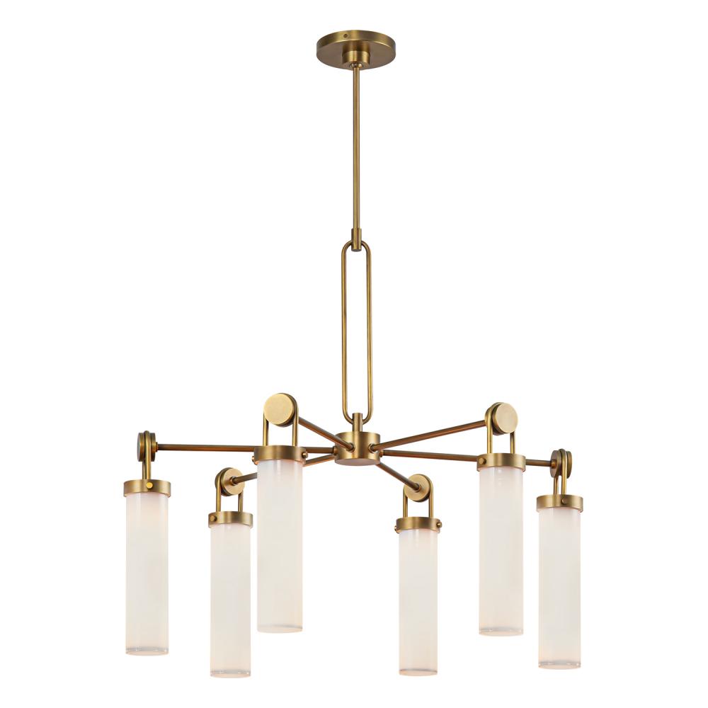 Wynwood 32-in Vintage Brass/Glossy Opal 6 Lights Chandeliers