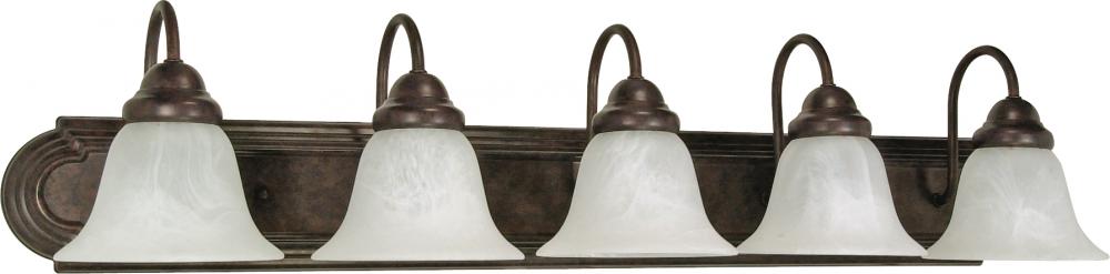 Ballerina - 5 Light 36" Vanity w/ Alabaster Glass Bell Shades - Old Bronze