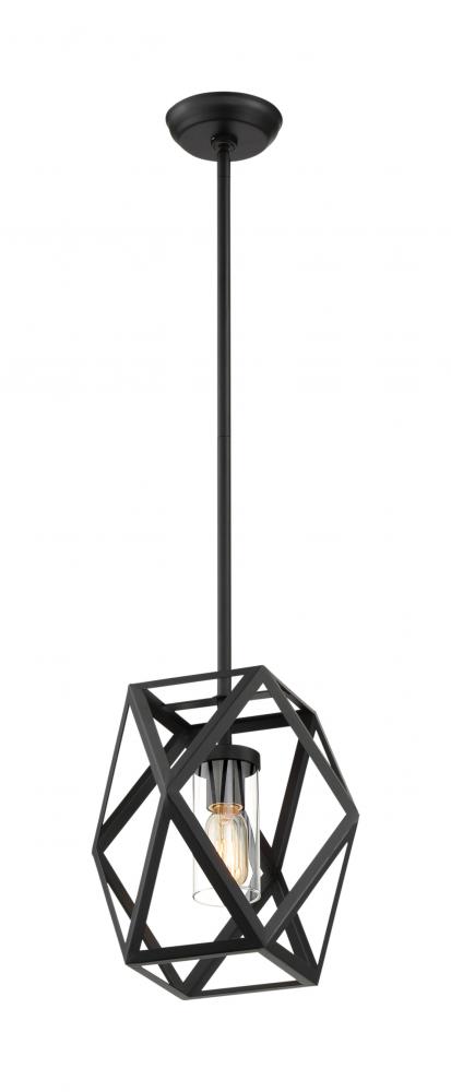 Zemi - 1 Light Mini Pendant with Clear Glass - Black Finish