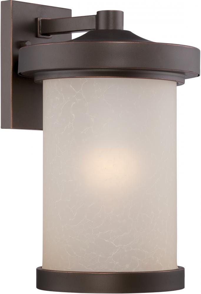 Diego - LED Large Wall Lantern with Satin Amber Glass - Mahogany Bronze Finish