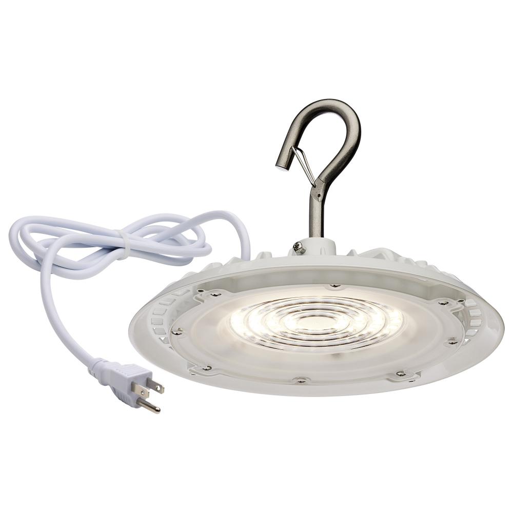 80 Watt; Hi-Pro Shop Light with Plug; 8" Dia.; 5000K; White Finish; 120 Volt