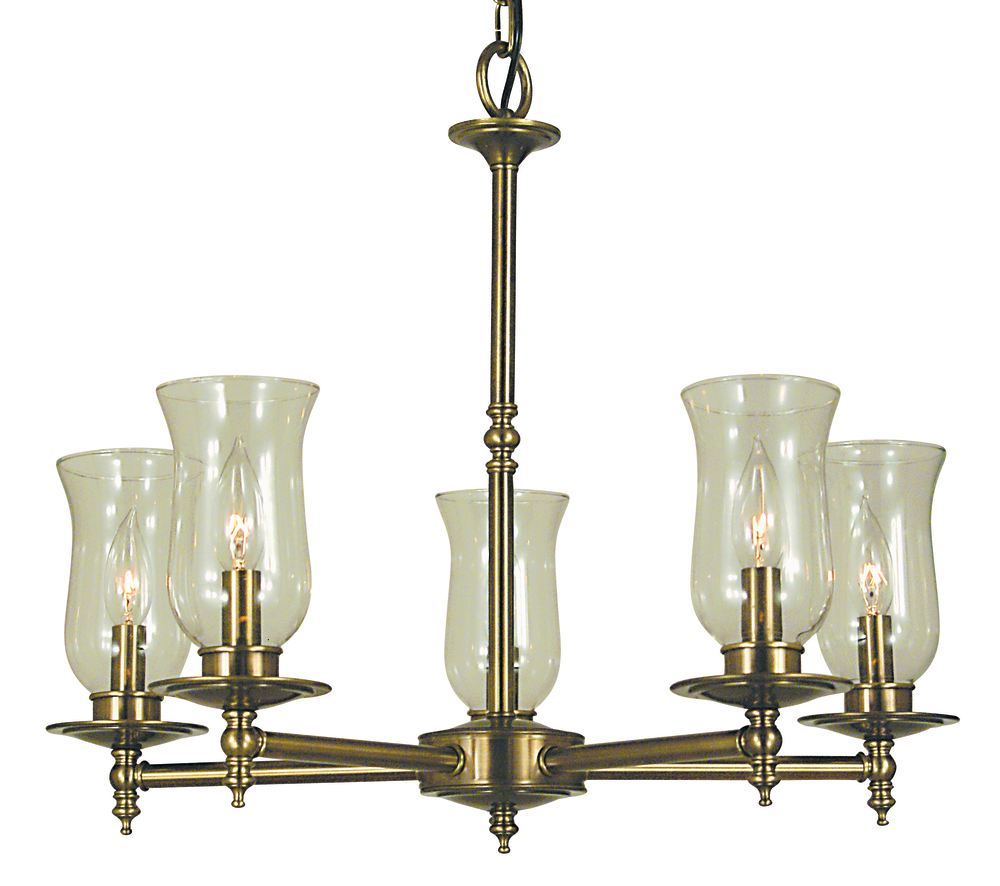 5-Light Polished Brass Sheraton Dining Chandelier