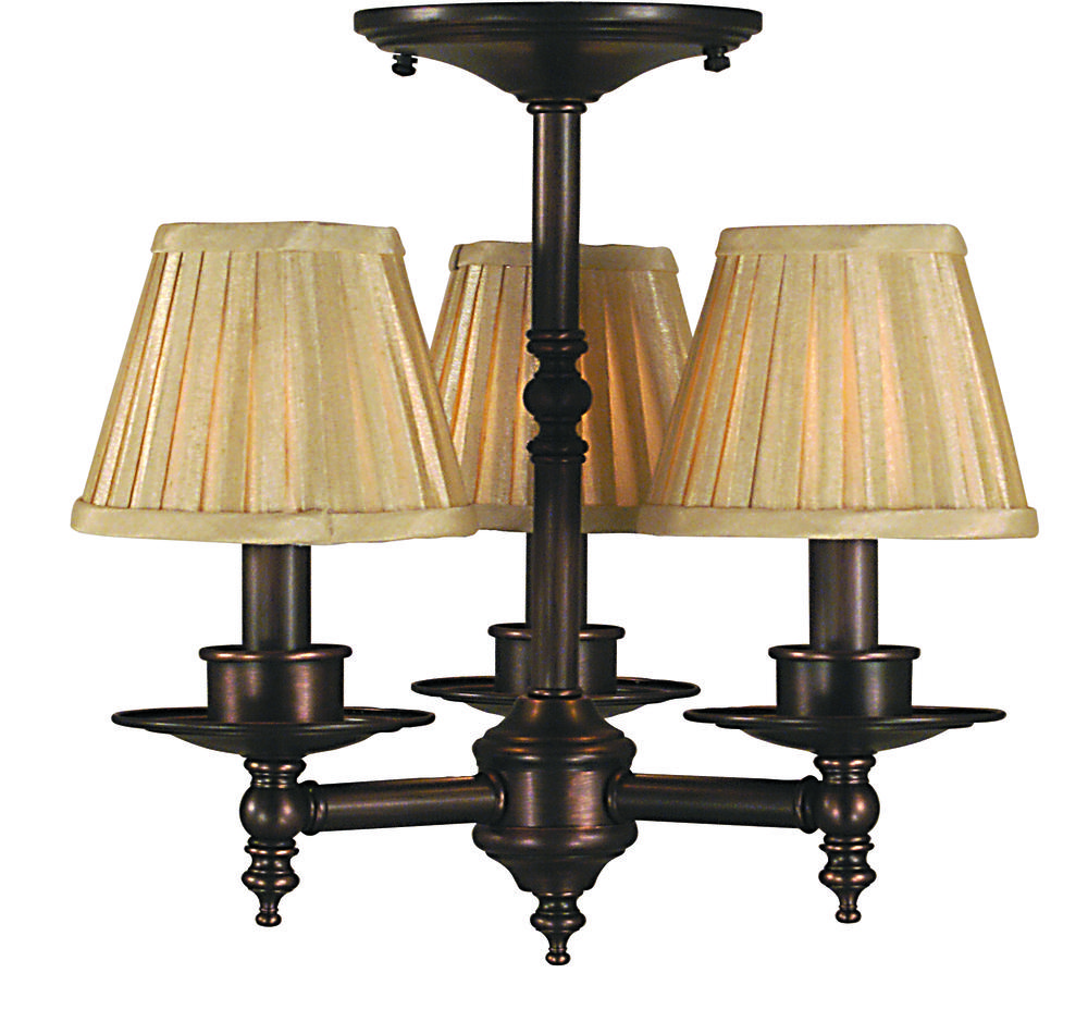 3-Light Polished Brass Sheraton Flush / Semi-Flush Mount