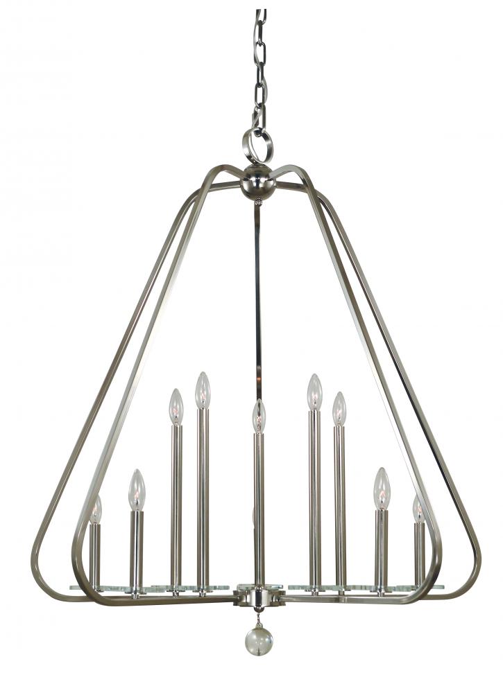 10-Light Polished Nickel Triangulum Foyer Chandelier