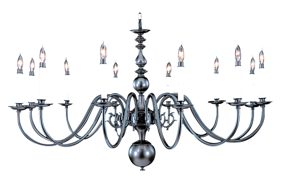 12-Light Satin Pewter Jamestown Foyer Chandelier