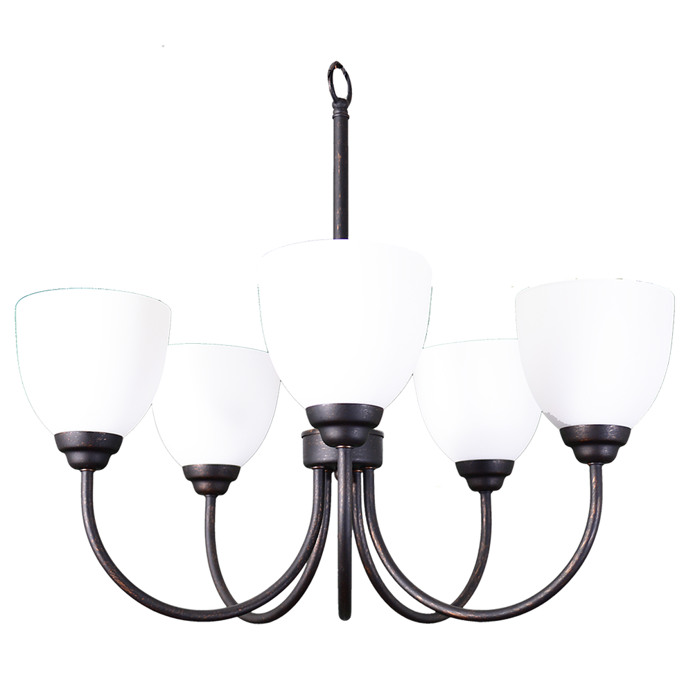 Laredo 5-Light Chandelier - MB White Glass