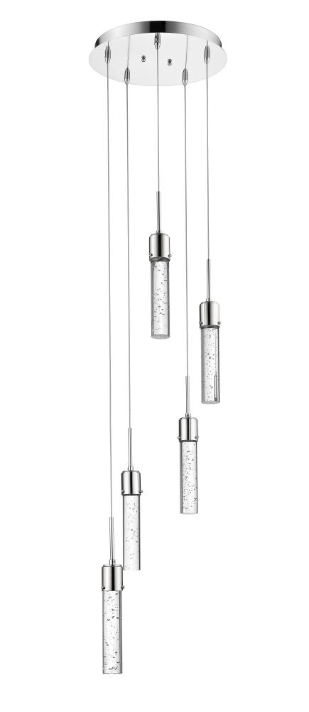 Vivio Soffi 5-Light Illuminated Glass Cylinder Pendant - Chrome