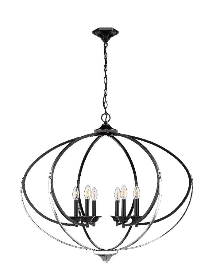 Vivio Luna 6-Light Chandelier - CH with MB Accents