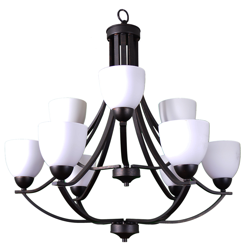 Victoria 9-Light Chandelier - RB White Glass