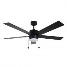 HOMEnhancements 21273 - 5-Blade 52" MB Modern Cylinder Fan Matte Black/Walnut Blades Pull Chain 3K, 4K, 5K