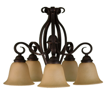 HOMEnhancements 15417 - El Paso Series 5-Light Nook Chandelier - Tea Stain Glass