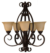 HOMEnhancements 15423 - El Paso Series 5-Light Chandelier - Tea Stain Glass