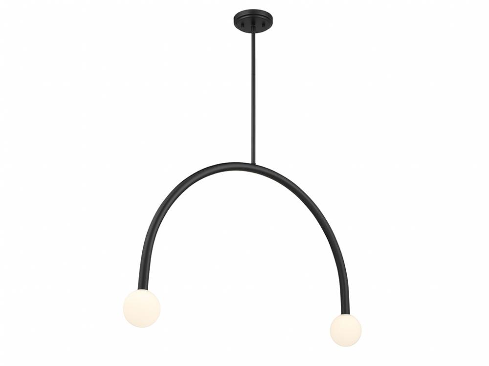 2-Light Chandelier in Matte Black