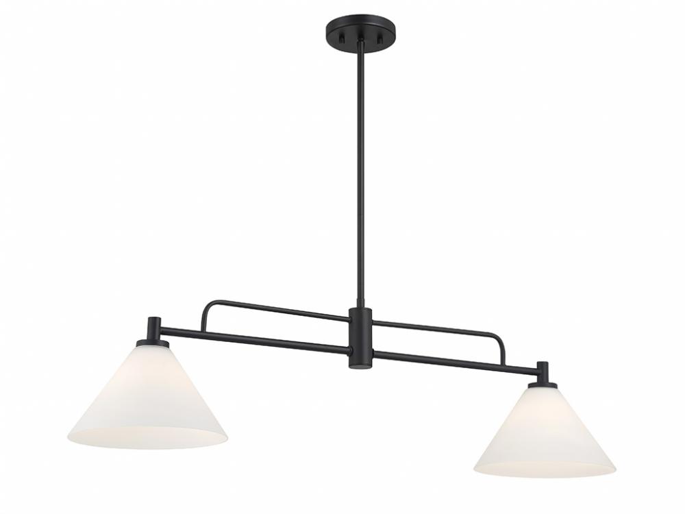 2-Light Chandelier in Matte Black