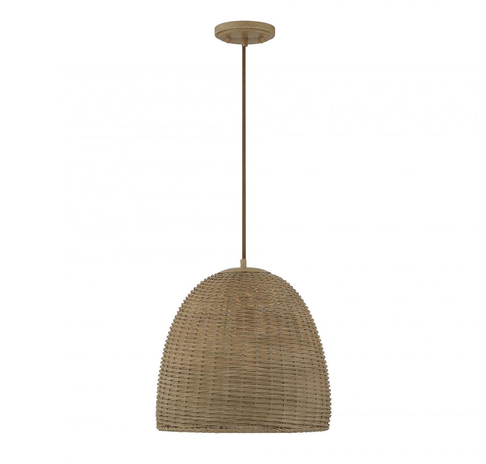 1-Light Pendant in Natural Wicker