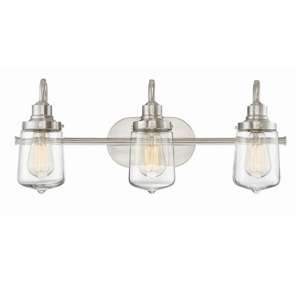 3-Light Bathroom Vanity Light in Brushed Nickel