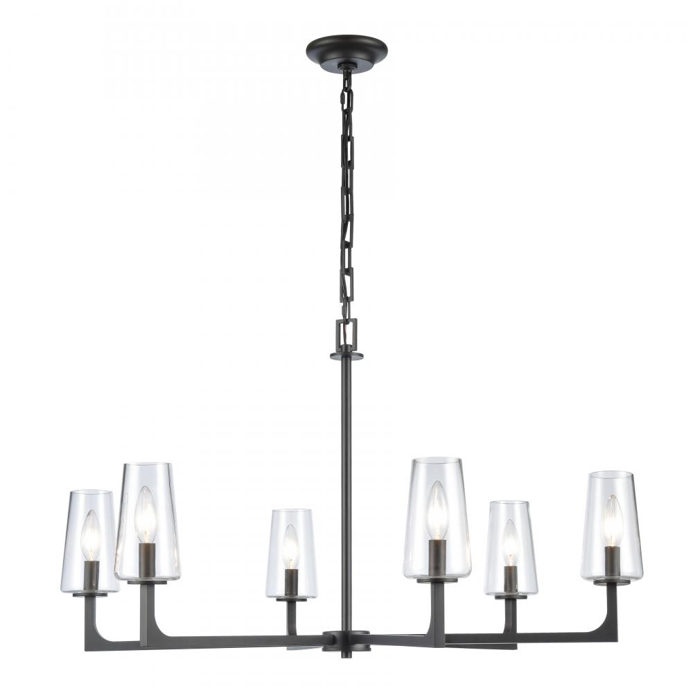 Fitzroy 34'' Wide 6-Light Chandelier - Matte Black