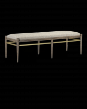 Currey 7000-0302 - Visby Light Pepper Bench, Calcutta Linen