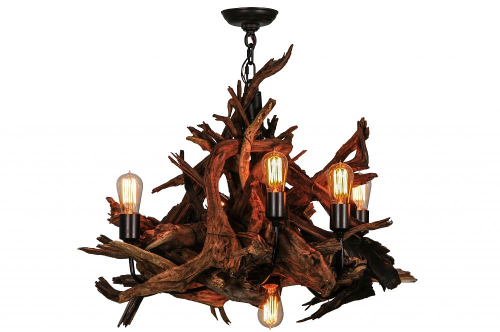 30" Wide Driftwood 6 Light Chandelier