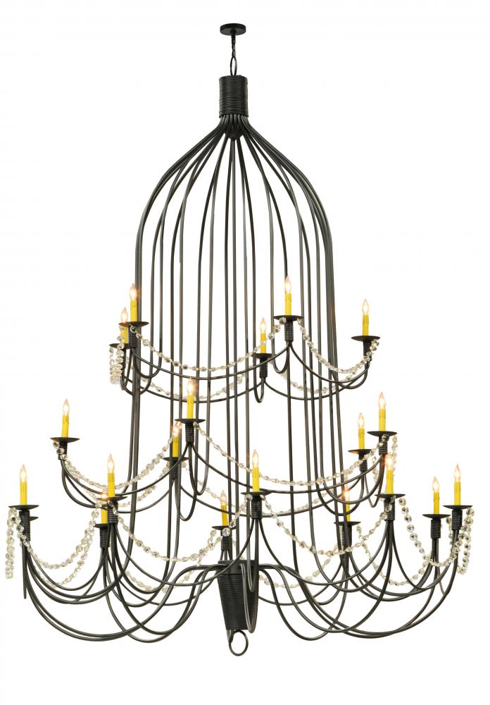 72"W Bell 20 LT Three Tier Chandelier