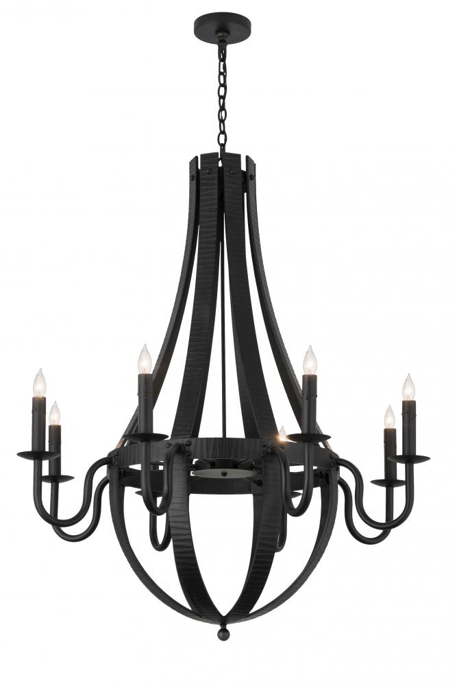 42" Wide Barrel Stave Metallo 8 Light Chandelier